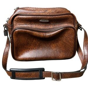ANTLER Vintage Faux Leather Messenger Travel Bag Tortoise Brown Unisex OS